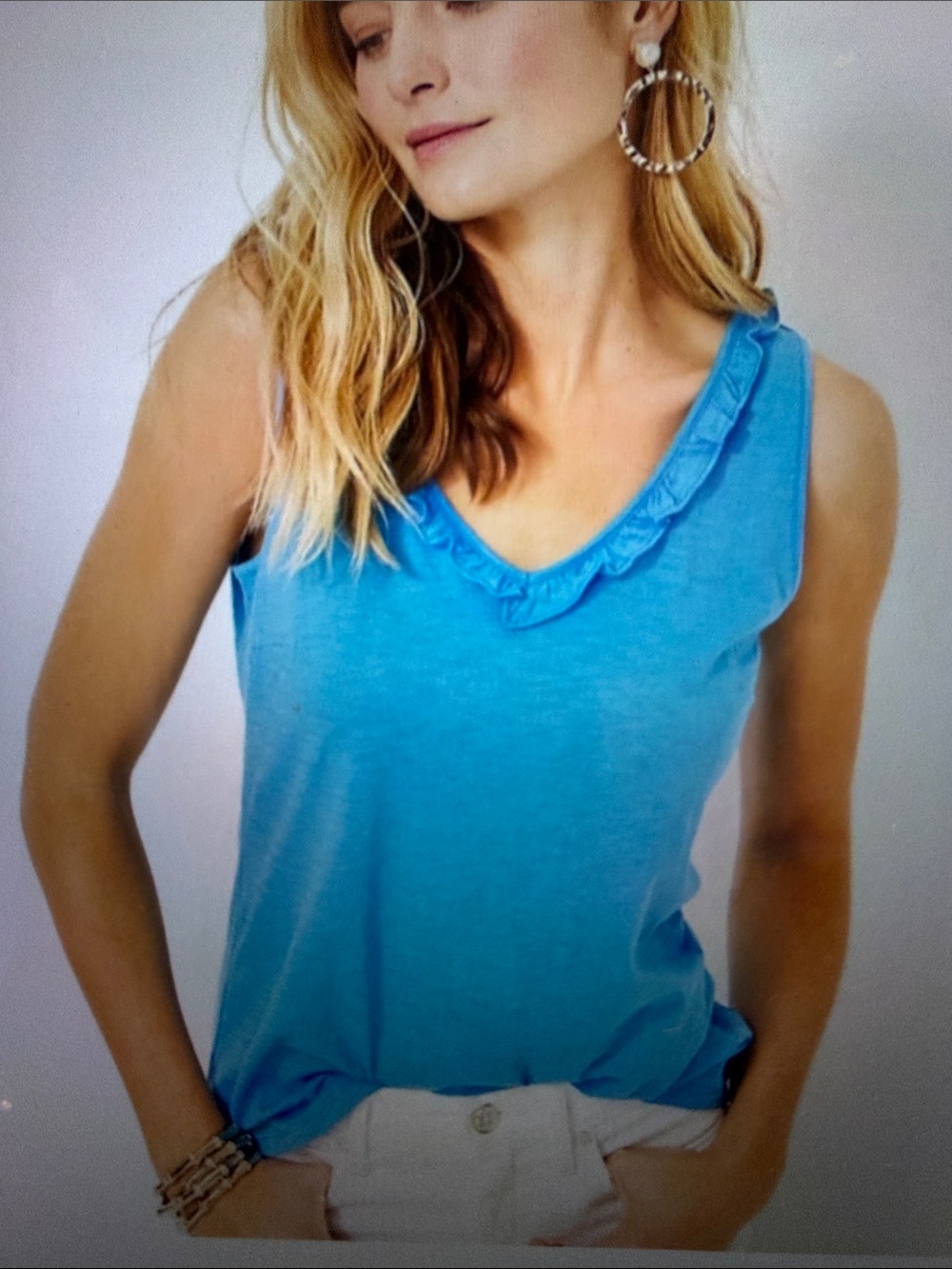 Lilly Pulitzer Gigi Ruffle Tank Top in Lunar Blue
